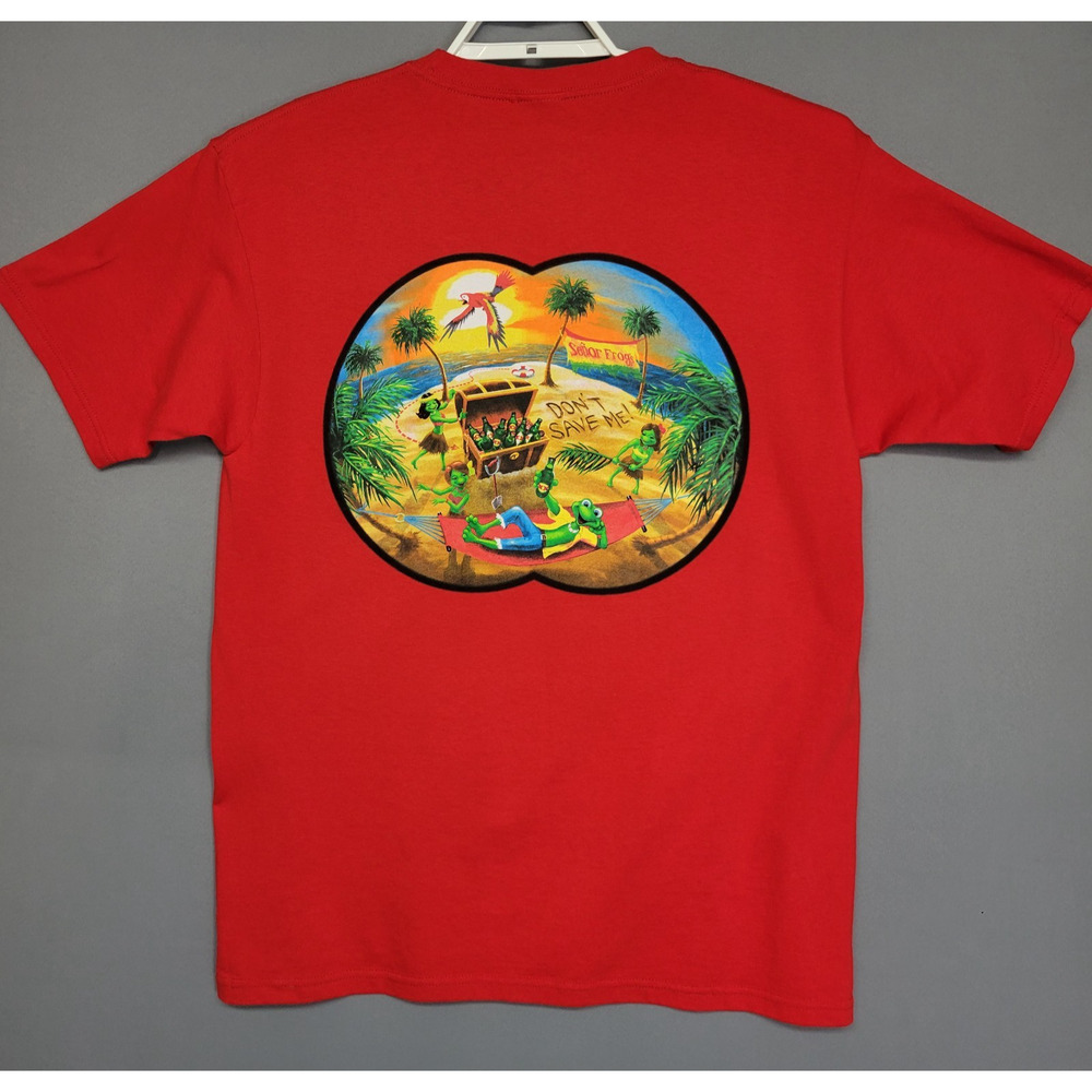 Senor Frogs Nassau Bahamas T-shirt Mens Large Red Graphic 100% Cotton Crew Neck